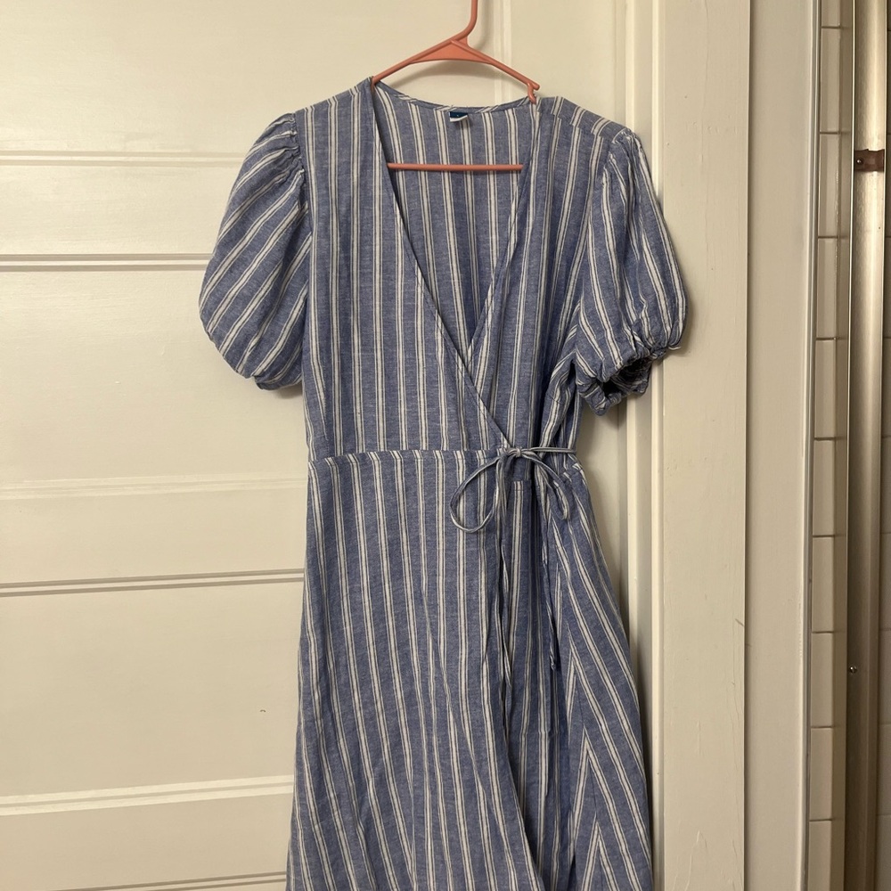 Old Navy Blue and White Striped Midi Dress